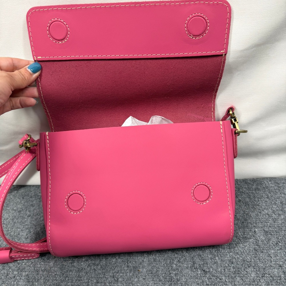 Portland Leather Goods Hot Pink Metro Crossbody Bag Purse Minimalist Artisan - Picture 4 of 10